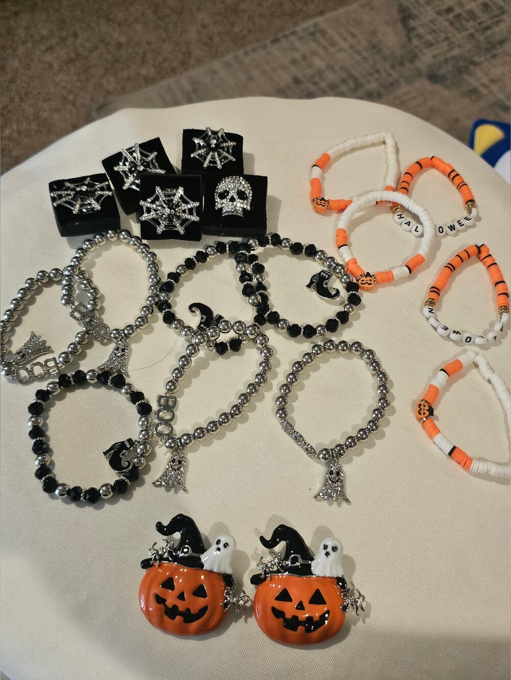 Halloween Kids Bracelet & Charm Set - Orange, Black, White